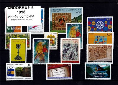 1998 - Andorre fran�ais timbres n� 497/511 - Ann�e Compl�te