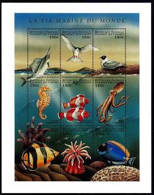 1998 - Comores Timbres n� 689/697 - Faune - Faune marine (2)