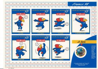 1998 - France Feuillet Footix Adh�sif n� 17A - Coupe du monde de football France \'98