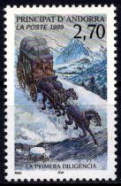 1999 - Andorre Fran&ccedil;ais Timbre n&deg; 516 - La premi&egrave;re diligence
