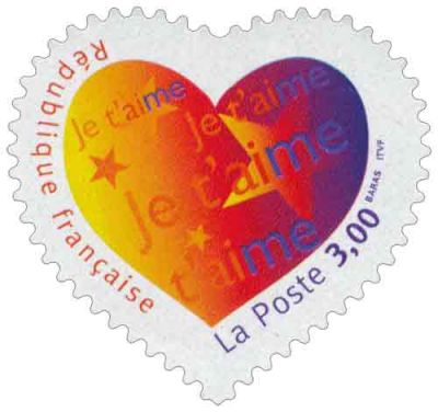 1999 - France Adh�sifs 25_26 (3220_3221) Saint Valentin \ je t\'aime\ 