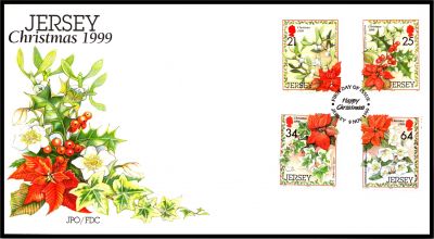 1999 - Jersey Enveloppe 1er jour n� 911 - No�l - Flore des f�tes