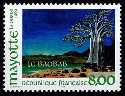 1999 - Mayotte Timbre n� 75 - Arbre - Le Baobab