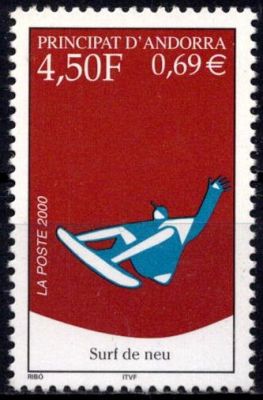2000 - Andorre Fran�ais Timbre n� 526 - Surf des neiges