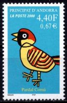 2000 - Andorre Fran&ccedil;ais Timbre n&deg; 533 - Faune - Oiseau