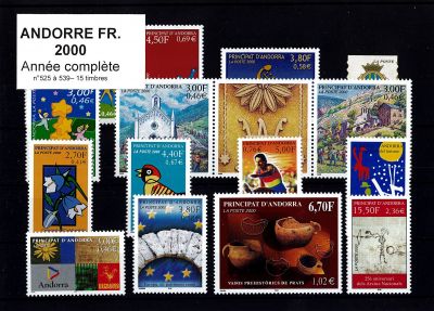 2000 - Andorre fran�ais timbres n� 525-539 - Ann�e Compl�te