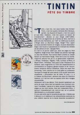 2000 - Document officiel France Tintin f�te du timbre - (3304)