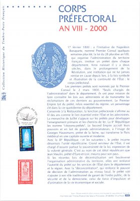 2000 - France 3300 - Bicentenaire de la cr�ation du Corps pr�fectoral (Document Philat�lique)