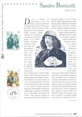 2000 - France 3301 - S�rie artistique. Sandro Botticelli (1445-1510) (Document Philat�lique)