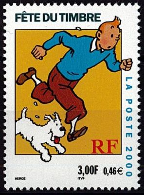 2000 - France 3303 - F�te du Timbre, Tintin et Milou 3f. - 0,46 �