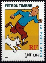 2000 - France 3303 - Fête du Timbre, Tintin et Milou 3f. - 0,46 