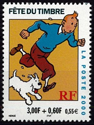 2000 - France 3304 - F�te du Timbre, Tintin et Milou 3f.+60c. - 0,55 � (Emis en carnet)
