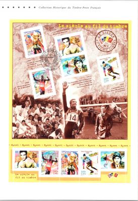 2000 - France 3312/3316 - Le si�cle au fil du timbre (I), Le sport (Document Philat�lique)
