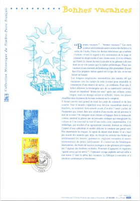 2000 - France 3330 - Timbre \ Bonnes vacances\  (Document Philat�lique)