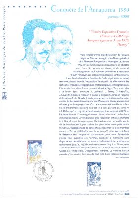 2000 - France 3331 - Cinquantenaire de la conqu�te de l\'Annapurna (Document Philat�lique)