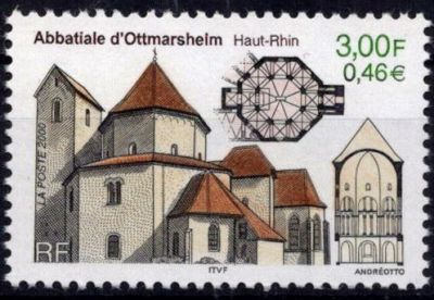 2000 - France 3336 - S�rie touristique, Abbatiale d\'Ottmarsheim - Haut-Rhin