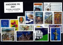 2001 - Andorre français timbres n° 540-554 - Année Complète
