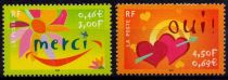 2001 - France 3380 - Timbres de messages - Merci et Oui (Les 2 valeurs)