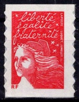 2001 - France 3419 - Marianne de Luquet, TVP RF (rouge) - Timbre adh�sif d�coup� de carnet