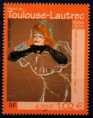 2001 - France 3421 - S�rie artistique - Centenaire de la mort du peintre Henri de Toulouse-Lautrec (1864-1901)