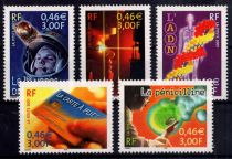 2001 - France 3422/3426 - Le siècle au fil du timbre (IV) - Les Sciences (Les 5 valeurs découpées)
