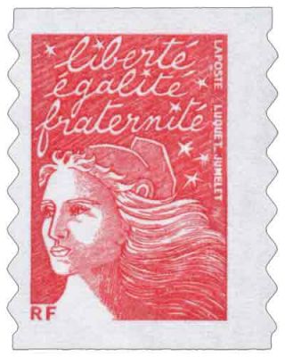 2001 - France Adh�sif 30 (3419) Marianne de Luquet TVP rouge RF bords ondul�s