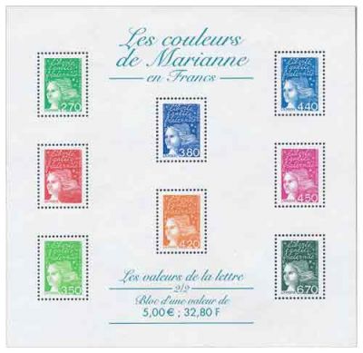 2001 - France BF_42 Les couleurs de Marianne en Francs (2)