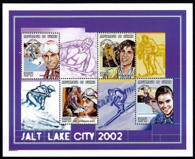 2001 - Guin�e Feuille n� 1869/1872 - Jeux Olympiques d\'hiver - 2002 Salt Lake City