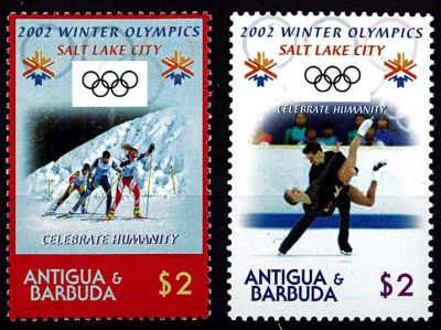 2002 - Antigua et Barbuda n� 3187/3188 - Jeux Olympiques d\'hiver - 2002 Salt Lake City