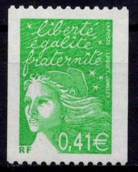 2002 - France 3458 - Marianne de Luquet 0,41� (vert) provenant de roulette