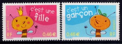 2002 - France 3463/3464 - Timbres pour naissances - C\'est un gar�on, c\'est une fille