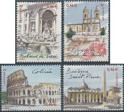 2002 - France 3527/3530 -  Rome (Les 4 valeurs d�coup�es du BF53)