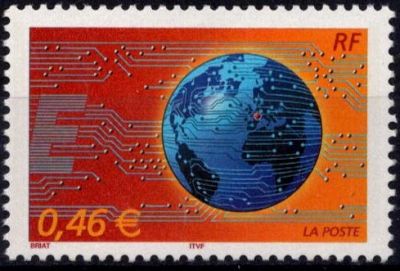 2002 - France 3532 - Le Monde en r�seau -  Timbre destin� au courrier des Entreprises