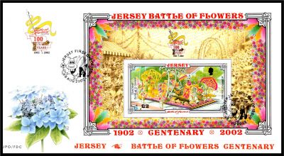 2002 - Jersey Enveloppe 1er jour Bloc n� 42 - Centenaire de la bataille des fleurs de Jersey