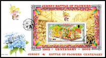 2002 - Jersey Enveloppe 1er jour Bloc n� 42 - Centenaire de la bataille des fleurs de Jersey