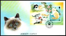 2002 - Jersey Enveloppe 1er jour Bloc n&deg; 43 - Chats