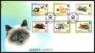 2002 - Jersey Enveloppe 1er jour n� 1046/1051 - Chats