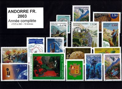 2003 - Andorre fran�ais timbres n� 575-590 - Ann�e Compl�te