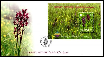 2003 - Jersey Enveloppe 1er jour Bloc n� 51 - Orchid�es sauvages