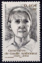 2003 - Timbre de France n°3544 - Hommage à Geneviève de Gaulle Anthonioz (1920-2002)