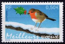2003 - Timbre de France n°3622 - Meilleurs Vux - Rouge-gorge (Adhésif)