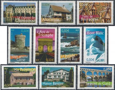 2003 - Timbres de France n�3595/3604 - La Timbre de France n�� voir - Portraits de r�gions, la Timbre de France n�� vivre 2 (Tim