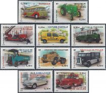 2003 - Timbres de France n&deg;3609/3618 - Collection Jeunesse - V&eacute;hicules utilitaires (Les 10 timbres d&eacute;coup&eacute;s du bloc n&deg;63)