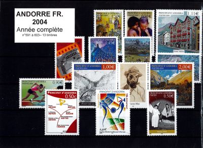 2004 - Andorre fran�ais timbres n� 591-603 - Ann�e Compl�te
