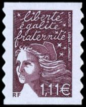 2004 - France Adhésif 48C (Perso.3729C) Marianne du 14 Juillet 1,11 brun-prune