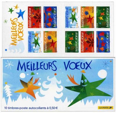 2004 - France Adh�sif BC44 Carnet \ Meilleurs V�ux\ 