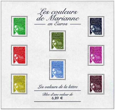 2004 - France BF_67 Les couleurs de Marianne en Euros - Les valeurs de la lettre (3)