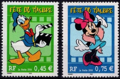 2004 - France Timbres n� 3642/3643 - F�te du timbre - Donald et Minnie