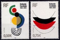 2004 - France Timbres n&deg; 3657/3658 - Centenaire de l\'Entente cordiale. Emission commune avec la Grande-Bretagne