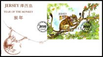 2004 - Jersey Enveloppe 1er jour Bloc n&deg; 52 - Ann&eacute;e lunaire chinoise du Singe